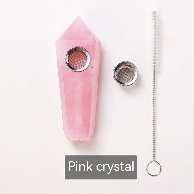 Natural Crystal Handle Mini Smoking Pipe – Elegant & Portable
