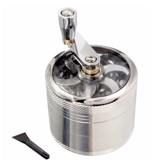 metal grinder, hand crank grinder, 55mm grinder, four-layer grinder, smoking accessory, zinc alloy grinder, portable herb grinder