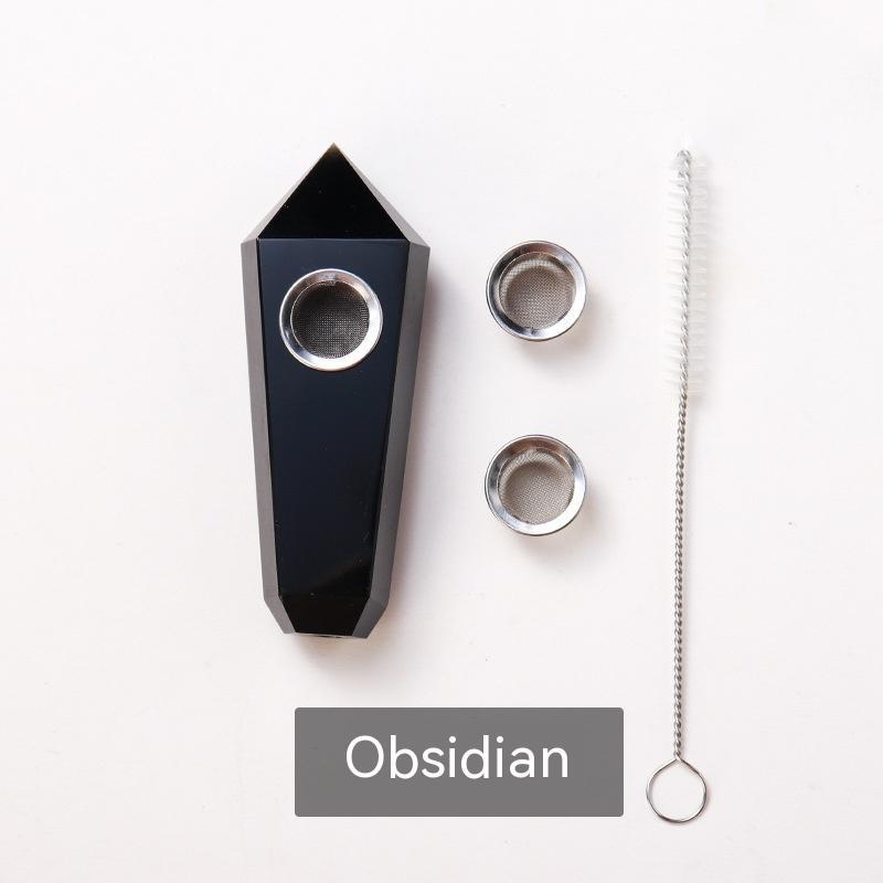 Natural Crystal Handle Mini Smoking Pipe – Elegant & Portable