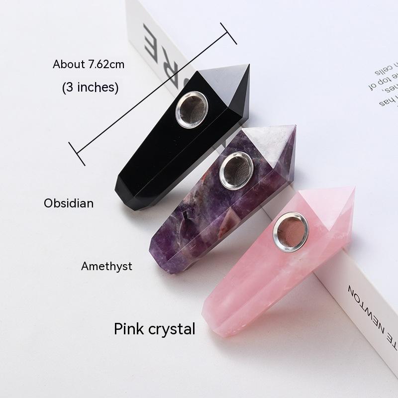 Natural Crystal Handle Mini Smoking Pipe – Elegant & Portable