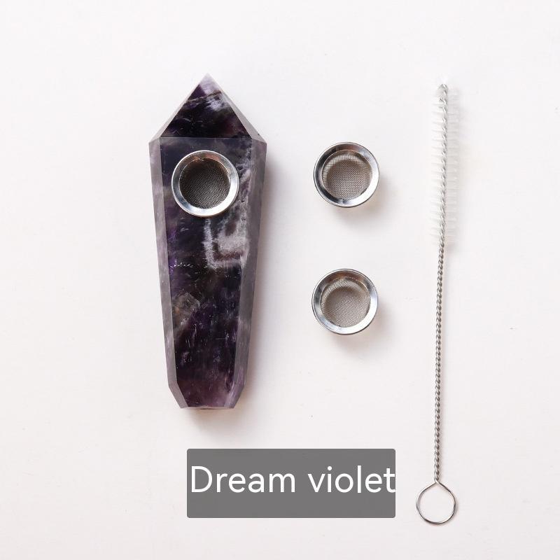 Natural Crystal Handle Mini Smoking Pipe – Elegant & Portable